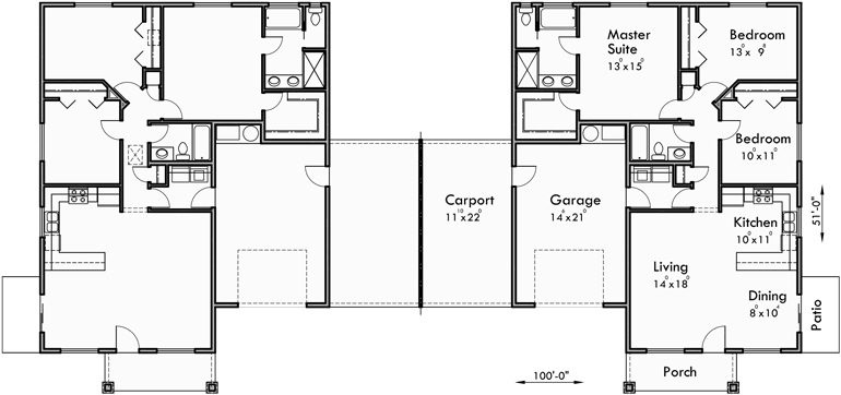 17 Duplex  Floor Plans  Single  Story  That Celebrate Your 