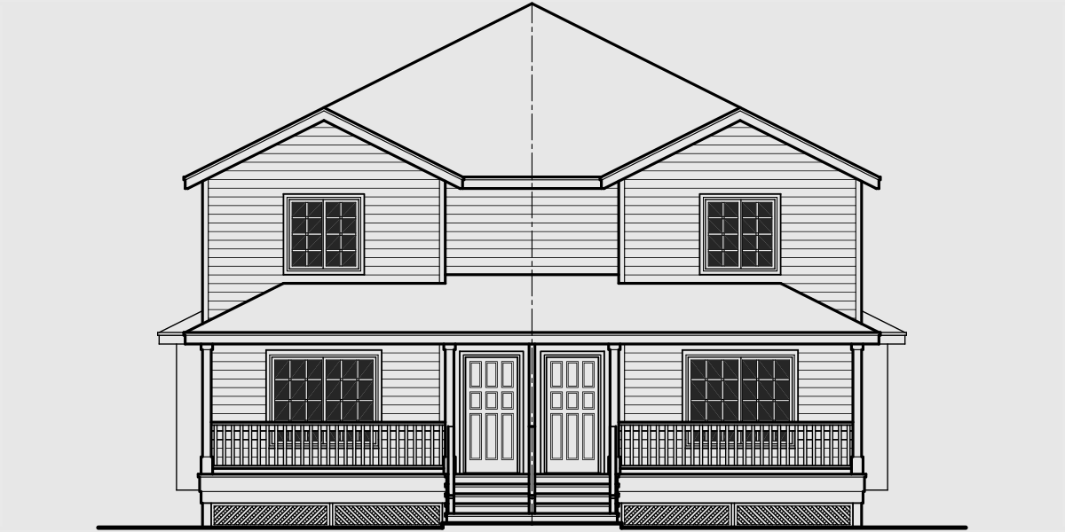 D-556 Duplex house plans, narrow lot duplex house plans, 3 bedroom duplex house plans, 2 story duplex house plans, duplex house plans for Canada, D-556