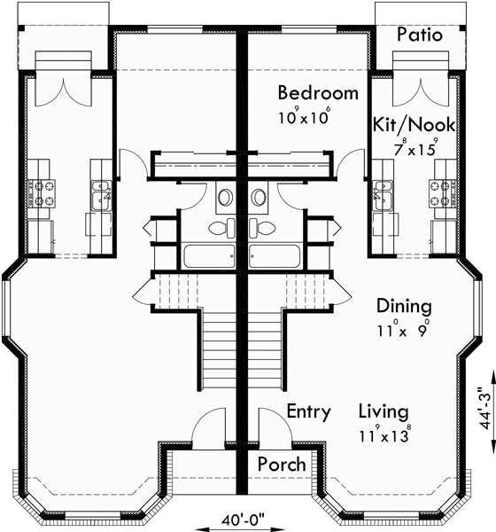 Duplex House Plans Narrow Lot Duplex House Plans D 550 Duplex House Plans Narrow Lot Duplex House Plans D 550