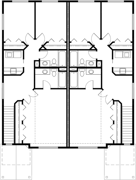 Upper Floor Plan 2 for Duplex house plans, narrow row house plans, duplex  house designs, multi unit house plans, duplex house plans with garage, D-541