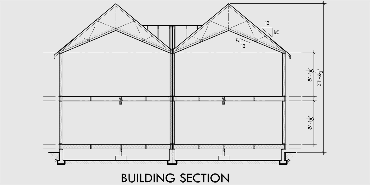 House rear elevation view for D-538 Duplex house plans, duplex home designs, duplex house plans with garage, 3 bedroom duplex house plans, D-538