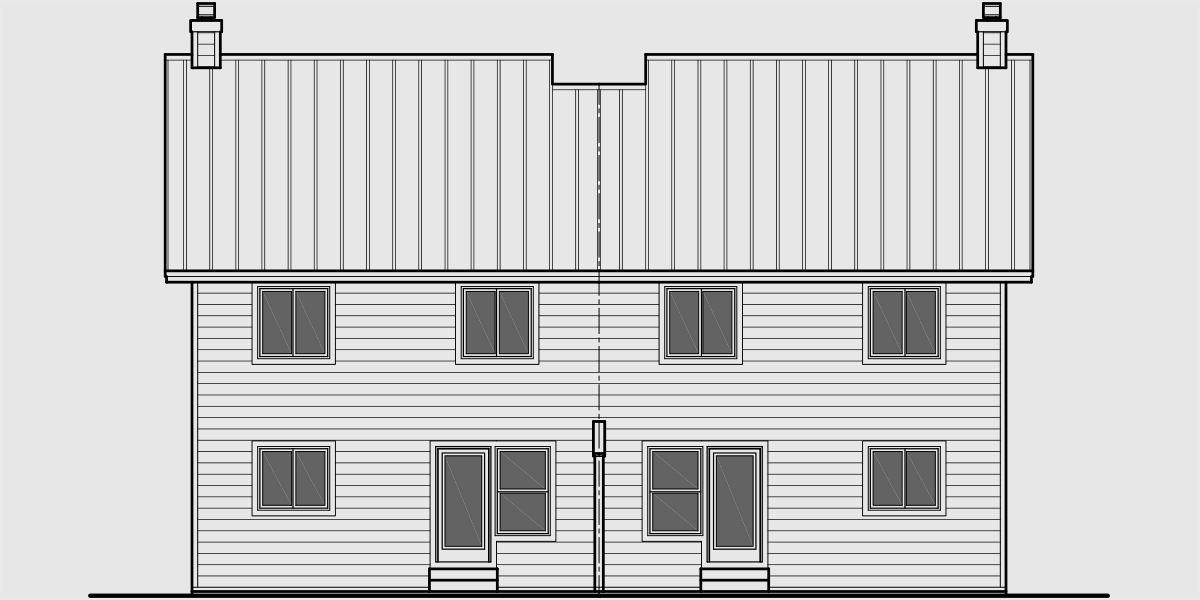 House side elevation view for D-535 Duplex house plans, duplex home designs, duplex house plans with garage, vacation house plans, D-535