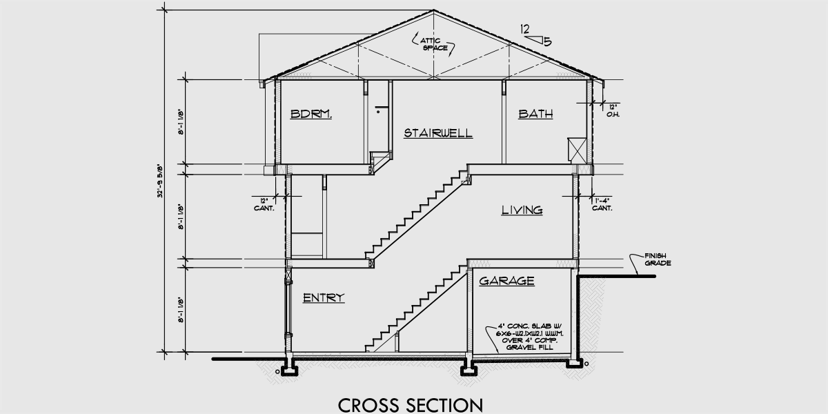 House rear elevation view for F-537 4 plex plans, fourplex with owners unit, quadplex plans with garage, 3 bedroom 4 plex house plans, F-537