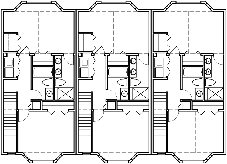 Triplex House Plans Townhouse Plans 2 Bedrm Triplex 