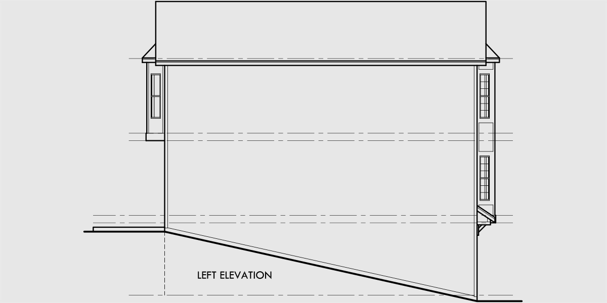 House rear elevation view for FV-568 5 unit house plans, 5 unit townhouse plans, 2 bedroom 5 plex plans, fiveplex with garage, FV-568