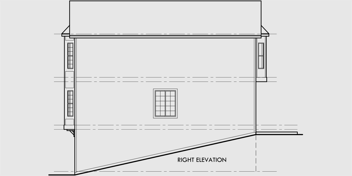 House rear elevation view for FV-568 5 unit house plans, 5 unit townhouse plans, 2 bedroom 5 plex plans, fiveplex with garage, FV-568