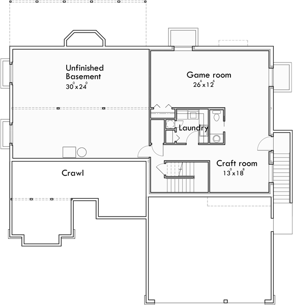 Basement Floor Plan for 10170 Sprawling Ranch house plans, house plans with basement, house plans with 3 car garage, house plans with game room, house plans with two master suites,10170