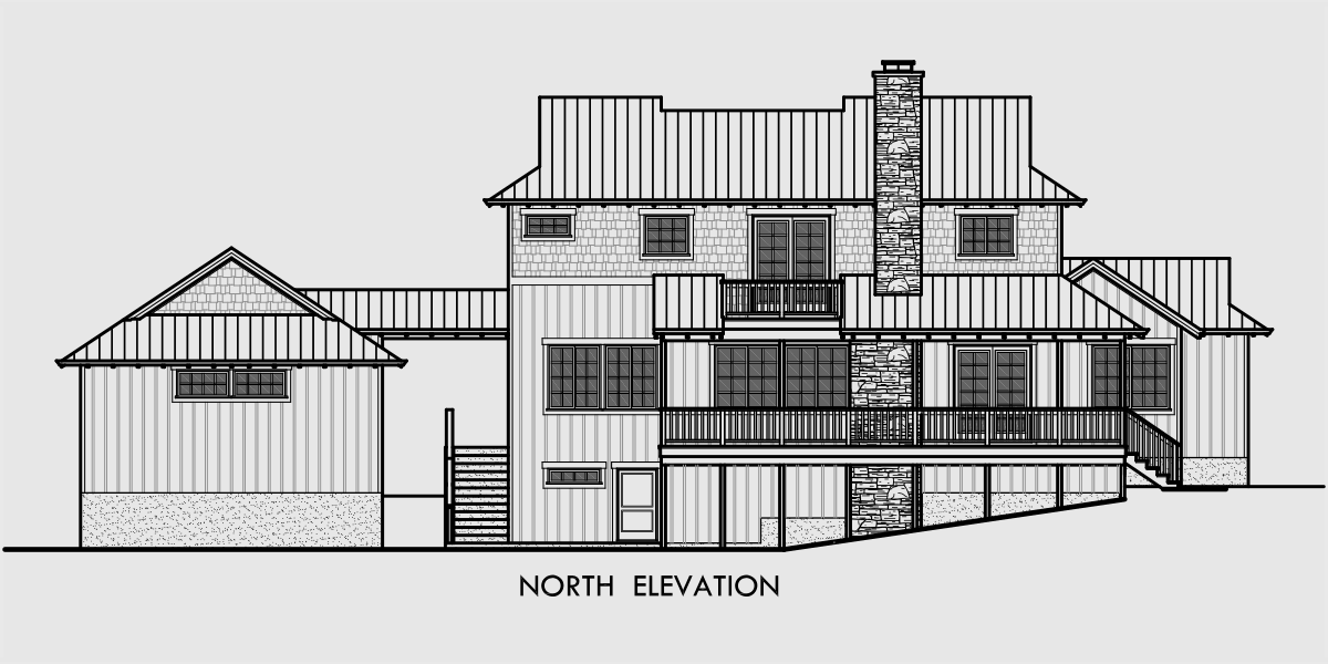 House side elevation view for 10148 Custom house plans, 2 story house plans, master on main floor, bonus room house plans, 10148