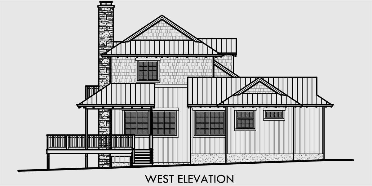 House rear elevation view for 10148 Custom house plans, 2 story house plans, master on main floor, bonus room house plans, 10148