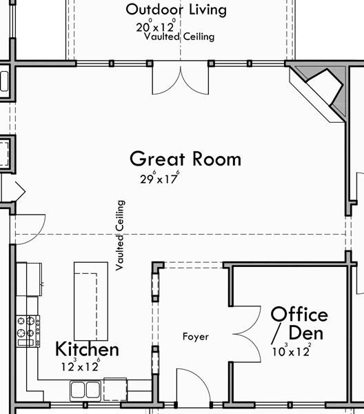 Main Floor Plan 2 for 10173 Portland Oregon house plans, one story house plans, great room house plans, 4 bedroom house plans, storage over garage, 10173