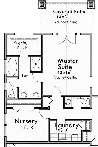 Upper Floor Plan 2 for Portland Oregon house plans, one story house plans, great room house plans, 4 bedroom house plans, storage over garage, 10173