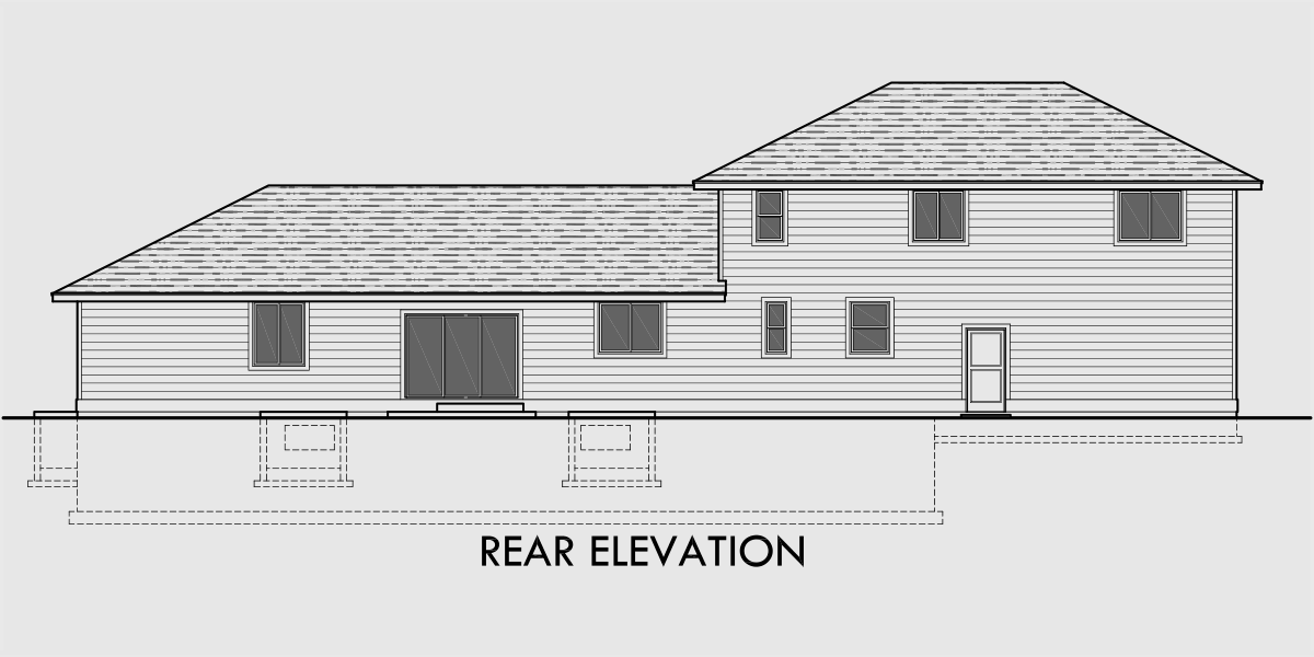 House side elevation view for 10089 Master bedroom on main floor, side garage house plans, 5 bedroom house plans, 10089