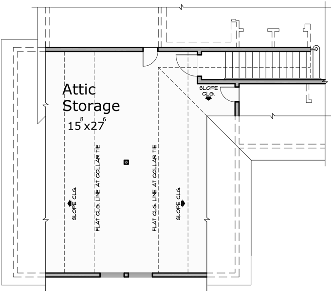 Upper Floor Plan for 10164-fb One story house plans, house plans with bonus room, house plans with safe room, house plans with storm shelter 10164-fb