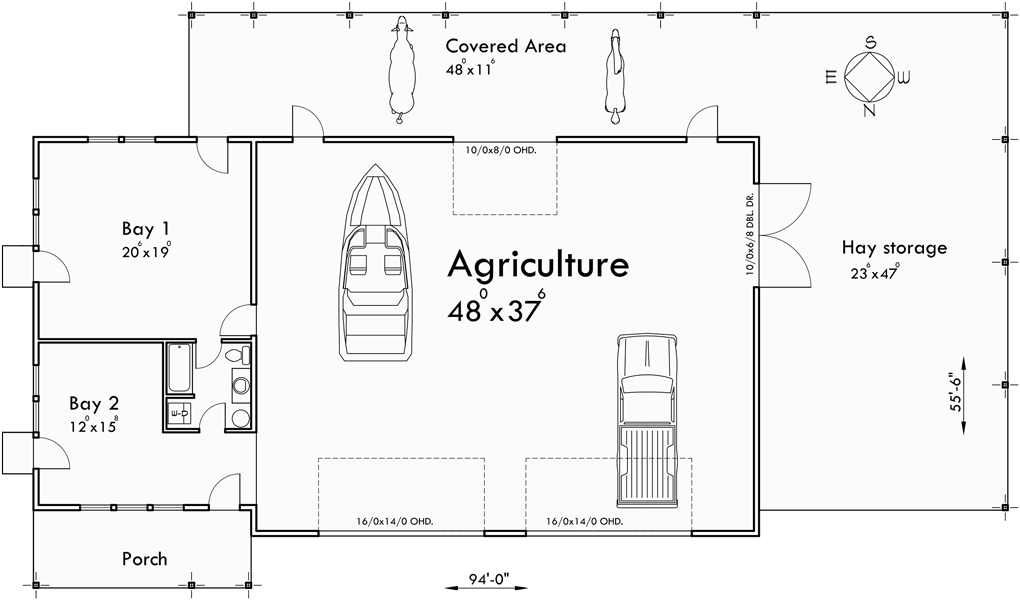 Main Floor Plan for CGA-114 Agriculture building plans, hay storage building plans, large shop plans