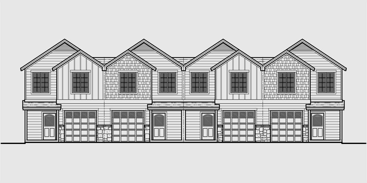 Four Plex House  Plans  Craftsman Row  House  Plans  F 555