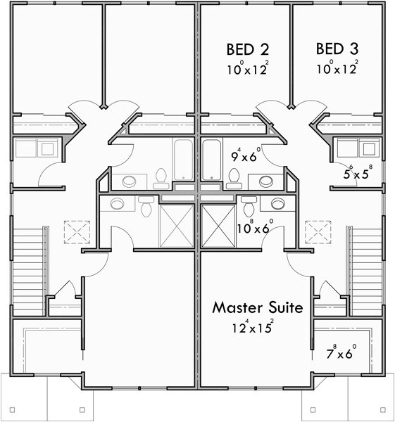 Craftsman Duplex House Plans Townhouse Plans Row House Plans