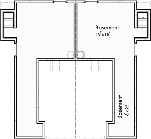 Basement Floor Plan for D-607 Duplex House Plans with Basement D-607