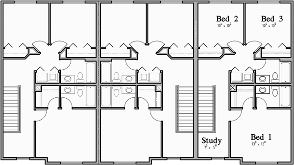 Triplex Plans  With Basement Row  House  Plans  Open  Floor  Plan 