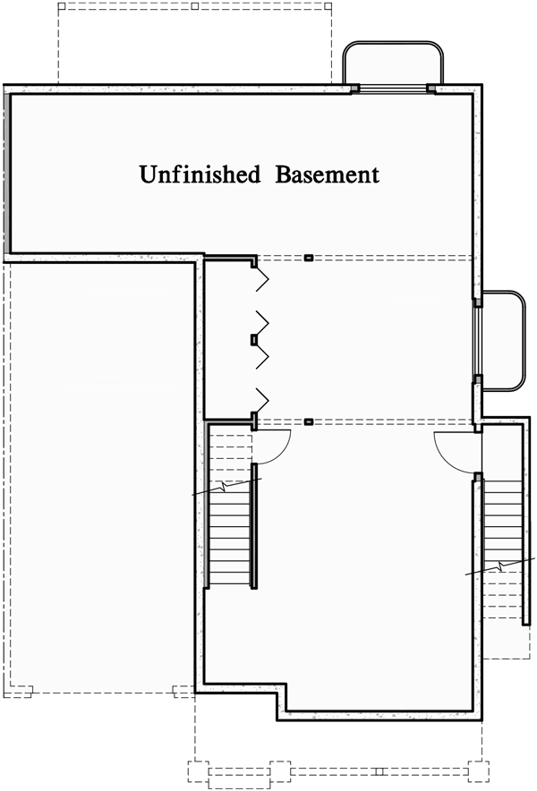 Lower Floor Plan for D-609 Craftsman luxury, duplex house plans, with basement, and shop, D-609