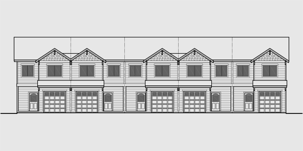 FV-575 5 plex townhouse, row house plans FV-575