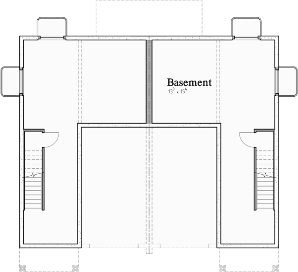 Basement Floor Plan for D-614 Duplex house plans with basement D-614