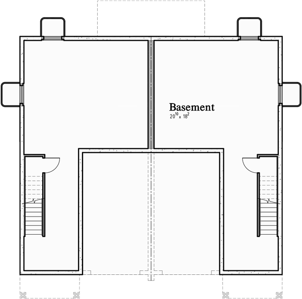  Open  Floor  Duplex House  Plans  With Basement  D 613