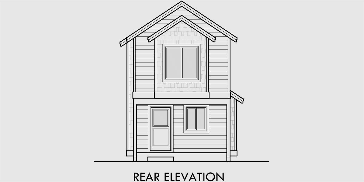 House side elevation view for 10188 Skinny single family house with a narrow 15 ft. wide foundation