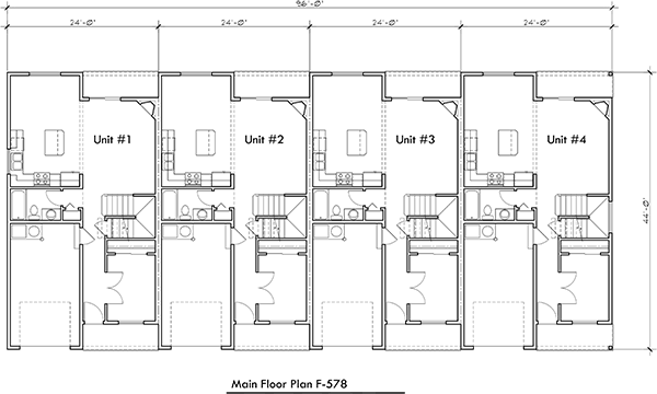 Main Floor Bedroom Option, Four Plex, Townhouse, Four Bedroom,