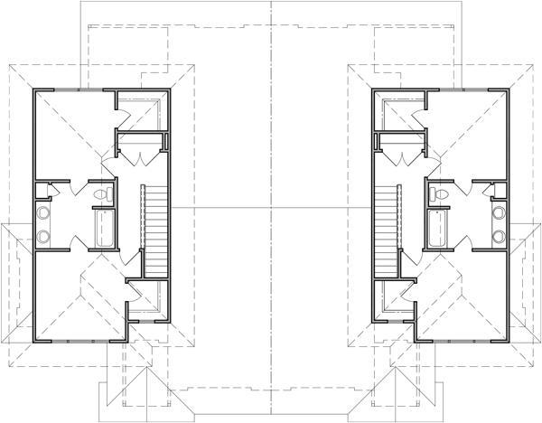 Upper Floor Plan 2 for Modern prairie style, duplex house plan, master bedroom on the main floor
