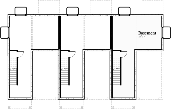 Basement Floor Plan for T-426 Triplex house plan with basement