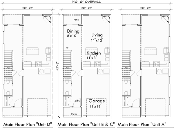 Main Floor Plan for SV-739 Seven Plex house plan SV-739