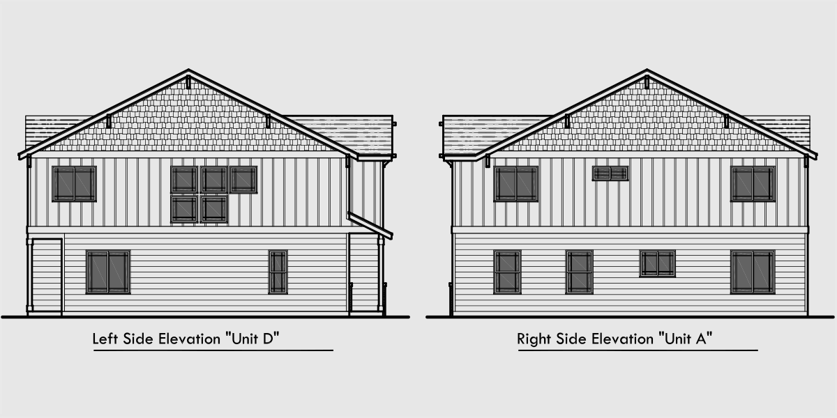 House rear elevation view for SV-739 Seven Plex house plan SV-739