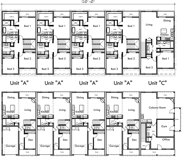 Main Floor Plan 2 for FV-579 Townhouse plan with cabana room, gym, office FV-579