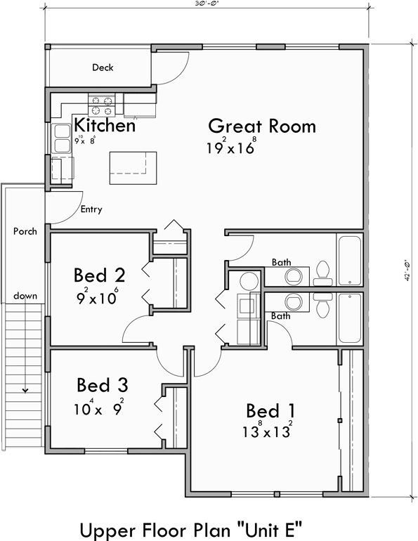 Additional Info for Five plex town house plan, with ADA accessible, FV-580