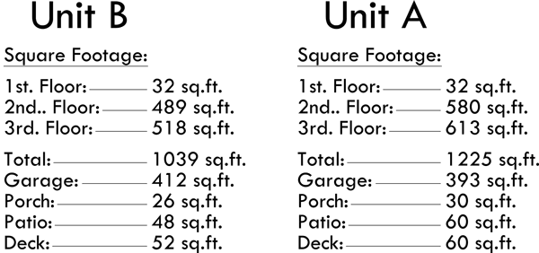 Additional Info for Four Plex House Plan: 2 & 3 Bedroom Plans F-587