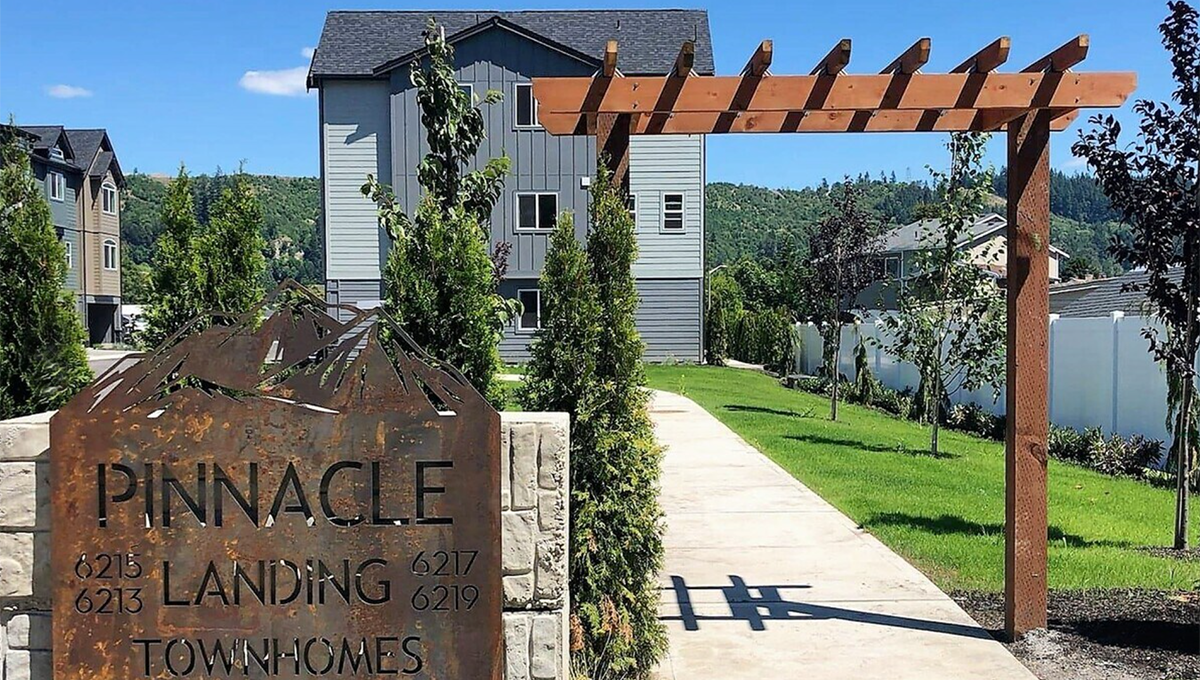 House rear elevation view for T-424 Triplex house plan 2 and 3 bedroom plans T-424