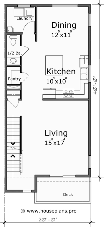 Main Floor Plan for F-583 Four unit town house plan 4 bedroom master on main floor F-583