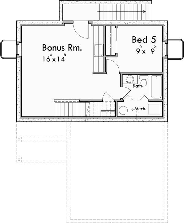 Basement Floor Plan for 10193 Narrow 2 Story, 5 Bedroom House Plan with 2 Car Garage and Basement 10193