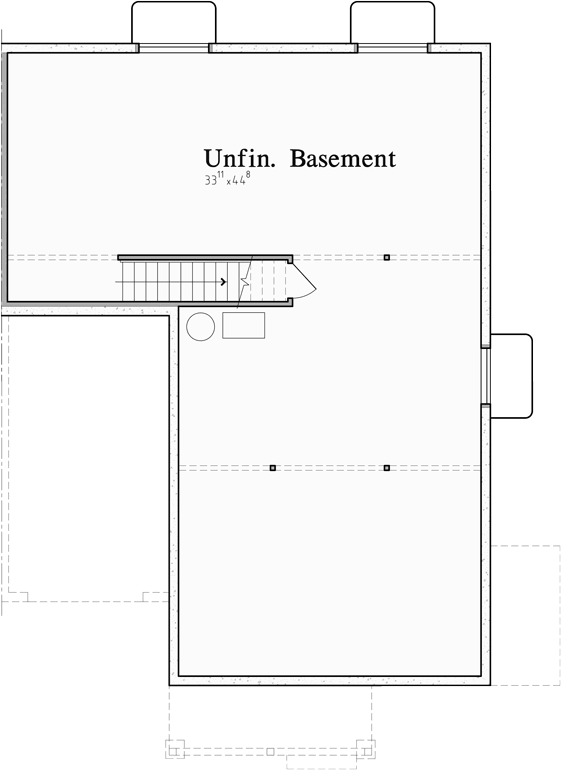 Lower Floor Plan for D-628 Ranch Duplex House Plan With Basement