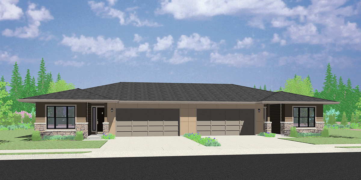 Modern Prairie Style Ranch Duplex Home Plans D 623 Bruinier Associates Modern Prairie Style Ranch Duplex Home Plans D 623 Bruinier Associates