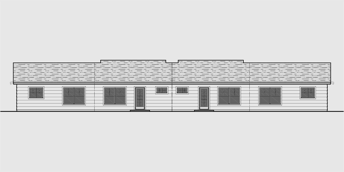 House side elevation view for F-596 One level 4 unit multi plex F-596