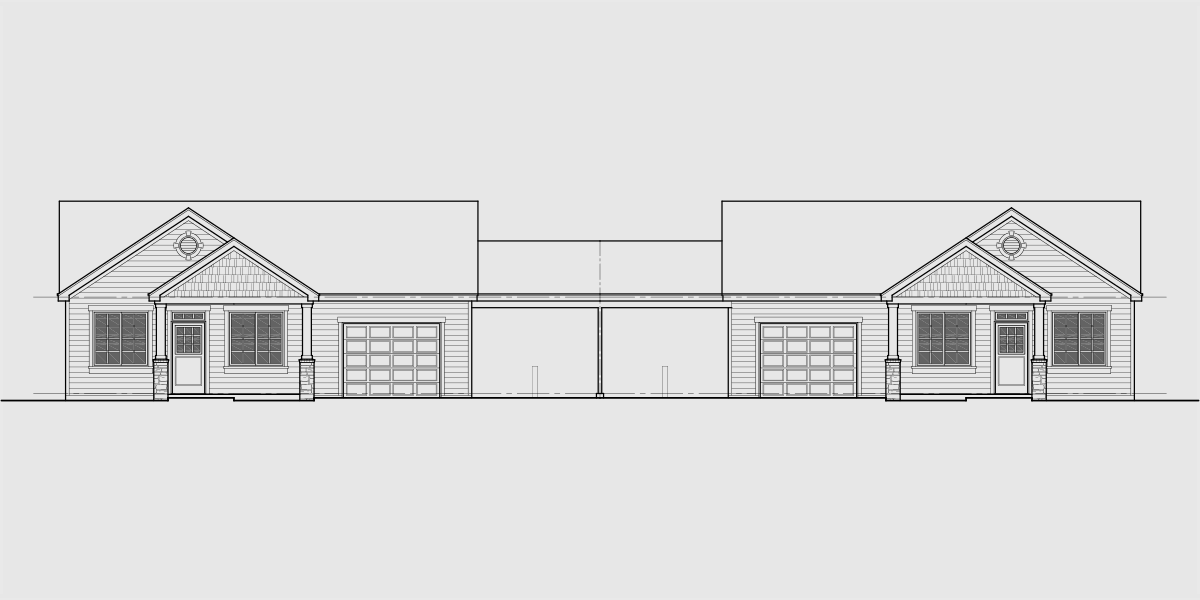  One  Story  Duplex House  Plan  With 3 Bedrooms And Carport  D 645