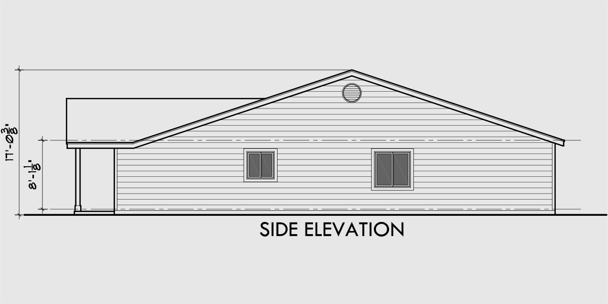 House rear elevation view for D-652 Narrow Duplex House Plan With Garage in Middle