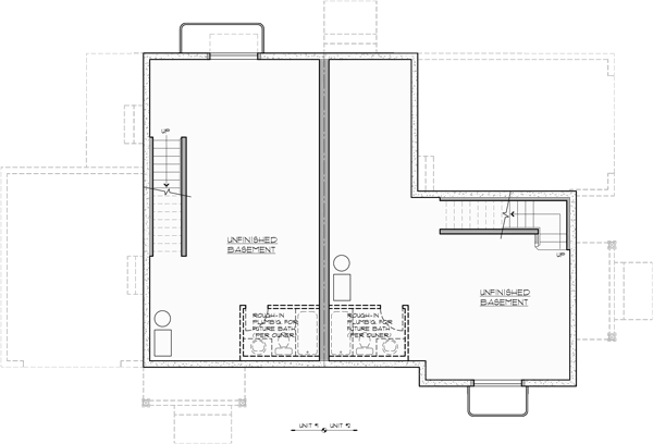 Basement Floor Plan for D-654 Corner lot duplex house plan with basement D-654