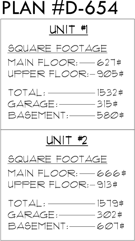 Additional Info for Corner lot duplex house plan with basement D-654