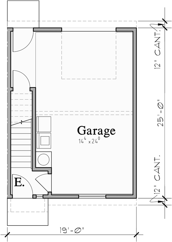 Lower Floor Plan for FV-601 Five plex, town house plans with rear garage, FV-601