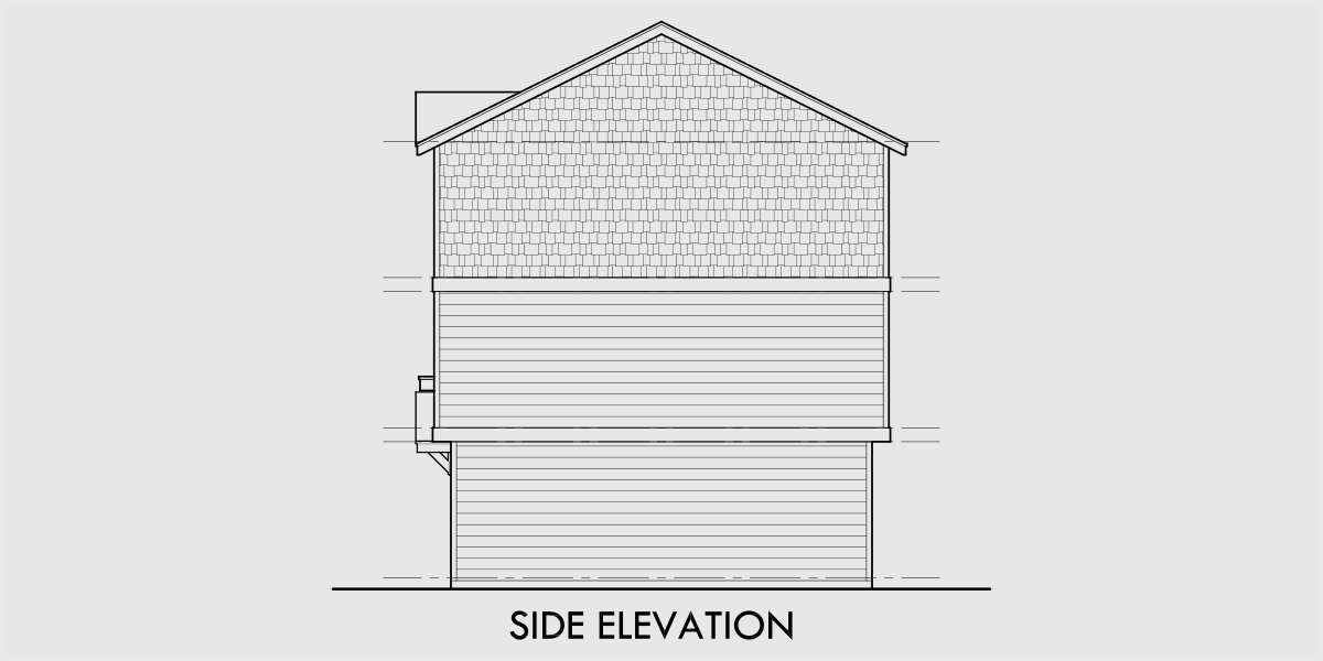 House rear elevation view for FV-601 Five plex, town house plans with rear garage, FV-601