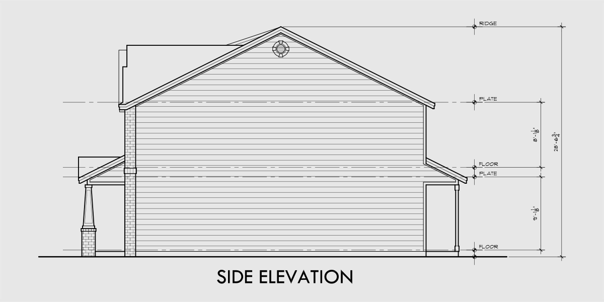 House rear elevation view for FV-605 Custom 5 Plex Townhouse Plan