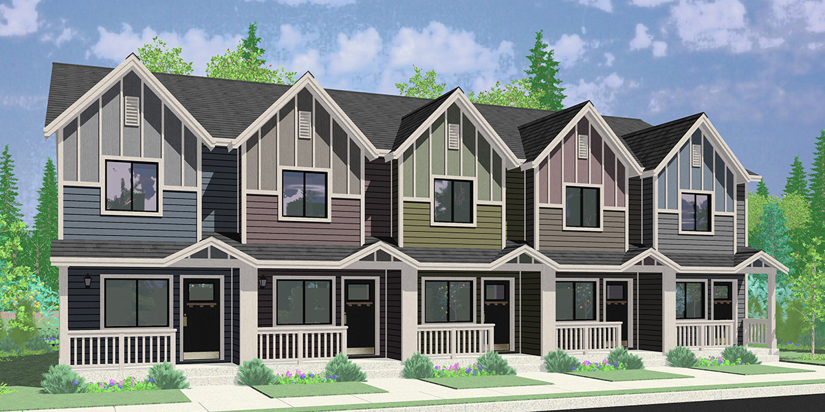 FV-594 Narrow 5 Plex Townhouse Plan