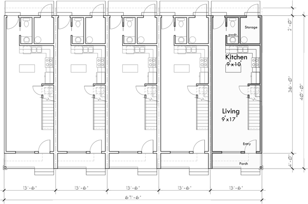 5 Plex Townhouse Plan By Bruinier & Associates